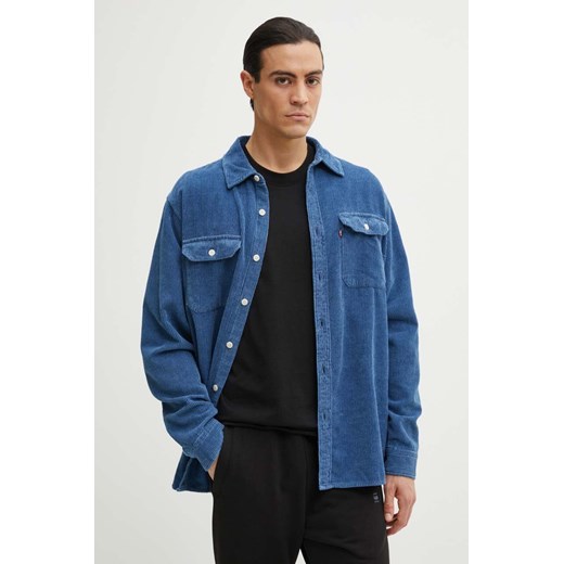 Levi&apos;s koszula bawełniana męska kolor niebieski relaxed z kołnierzykiem klasycznym ze sklepu ANSWEAR.com w kategorii Koszule męskie - zdjęcie 174101491