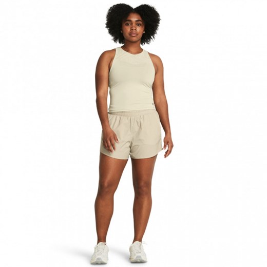 Damskie spodenki treningowe Under Armour Flex Woven 3in Crinkle Sts - beżowe Under Armour XS okazyjna cena Sportstylestory.com