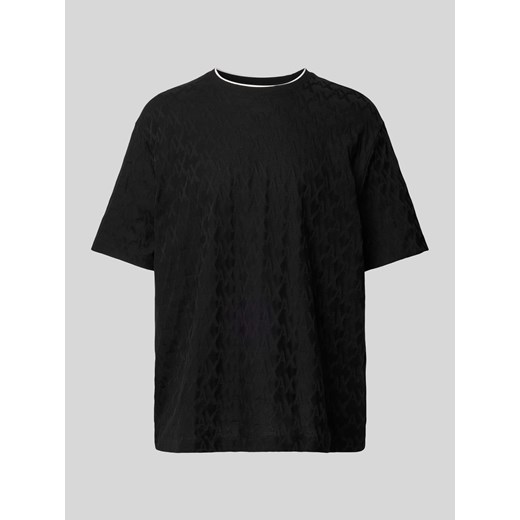 T-shirt z prążkowanym,okrągłym dekoltem model ‘Jaquard’ ze sklepu Peek&Cloppenburg  w kategorii T-shirty męskie - zdjęcie 174101783