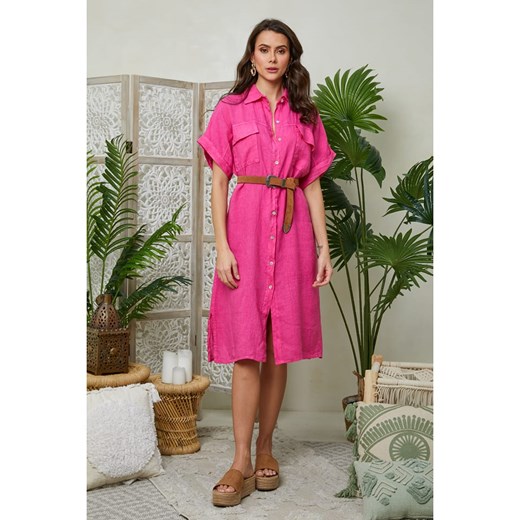Lin Passion Lniana sukienka w kolorze różowym ze sklepu Limango Polska w kategorii Sukienki - zdjęcie 174103063