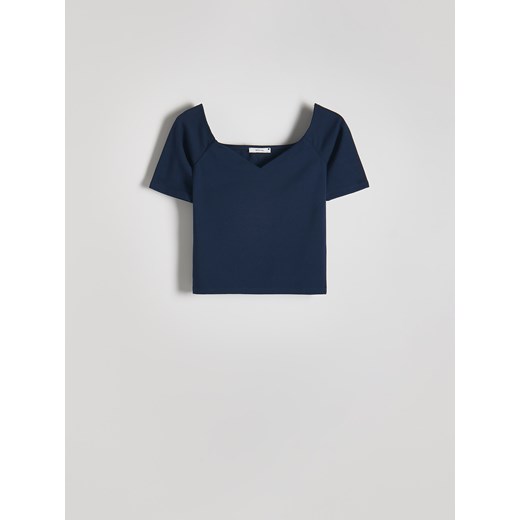 Reserved - Bluzka z wiskozą - granatowy Reserved XS Reserved