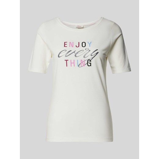 T-shirt z nadrukiem z napisem model ‘Enjoy’ ze sklepu Peek&Cloppenburg  w kategorii Bluzki damskie - zdjęcie 174109051