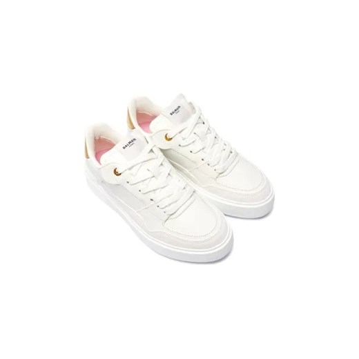 Buty sportowe damskie BALMAIN sneakersy sznurowane białe skórzane