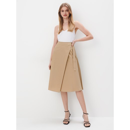 Mohito - Bawełniana spódnica midi - beżowy ze sklepu Mohito w kategorii Spódnice - zdjęcie 174114251