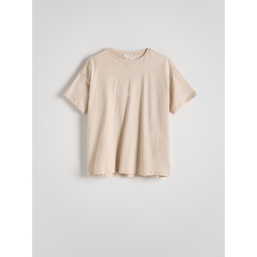 Reserved - Bawełniany t-shirt - beżowy Reserved S Reserved