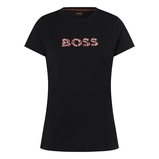 BOSS Orange Koszulka damska - C_Elogo_print6 Kobiety Bawełna granatowy nadruk ze sklepu vangraaf w kategorii Bluzki damskie - zdjęcie 174114734