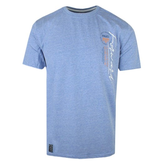 Koszulka Męska (T-Shirt) - PAKO JEANS - Niebieska z Printem TSPJNS9forwardNB ze sklepu JegoSzafa.pl w kategorii T-shirty męskie - zdjęcie 174115852