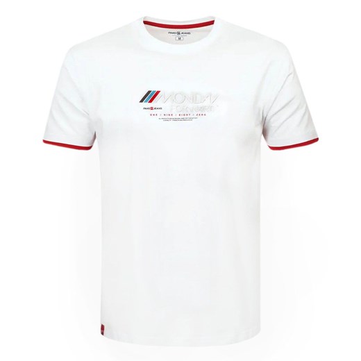 Koszulka Męska (T-Shirt) - PAKO JEANS - z Nadrukiem, Biała TSPJNSmondayBI ze sklepu JegoSzafa.pl w kategorii T-shirty męskie - zdjęcie 174122321