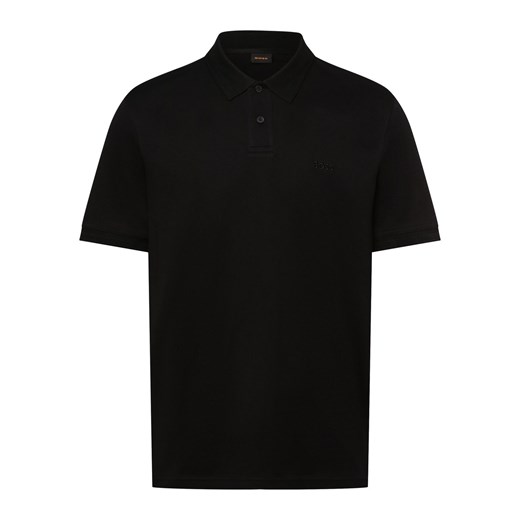 BOSS Orange Męska koszulka polo - Pe_Interlock Mężczyźni Bawełna czarny jednolity ze sklepu vangraaf w kategorii T-shirty męskie - zdjęcie 174122500