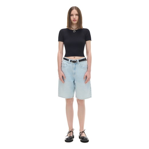 Cropp - Czarna koszulka slim - czarny Cropp S Cropp