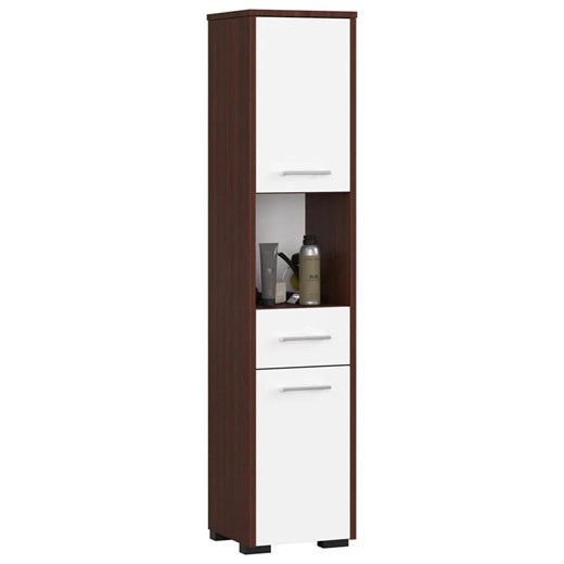 Klasyczny regał łazienkowy wenge + biały - Orraro 3X Elior One Size Edinos.pl