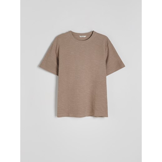 Reserved - Strukturalny t-shirt relaxed fit - brązowy ze sklepu Reserved w kategorii T-shirty męskie - zdjęcie 174126350