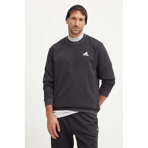 adidas bluza męska kolor szary gładka IX1301 ze sklepu ANSWEAR.com w kategorii Bluzy męskie - zdjęcie 174126543