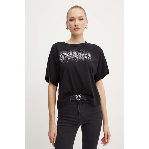 Pinko t-shirt bawełniany damski kolor czarny 103993 A231 ze sklepu ANSWEAR.com w kategorii Bluzki damskie - zdjęcie 174126964