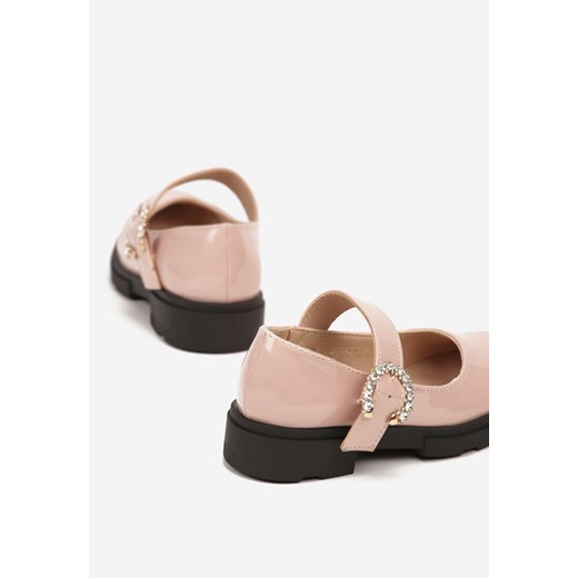 Różowe Klasyczne Płaskie Półbuty z Paskiem i Cyrkoniową Sprzączką Uliefra 27 born2be.pl promocyjna cena