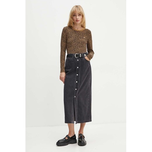 Levi&apos;s spódnica jeansowa kolor czarny midi prosta 000MI ze sklepu ANSWEAR.com w kategorii Spódnice - zdjęcie 174130311