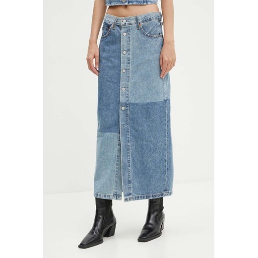 Levi&apos;s spódnica jeansowa kolor niebieski midi ołówkowa 000OF ze sklepu ANSWEAR.com w kategorii Spódnice - zdjęcie 174130314