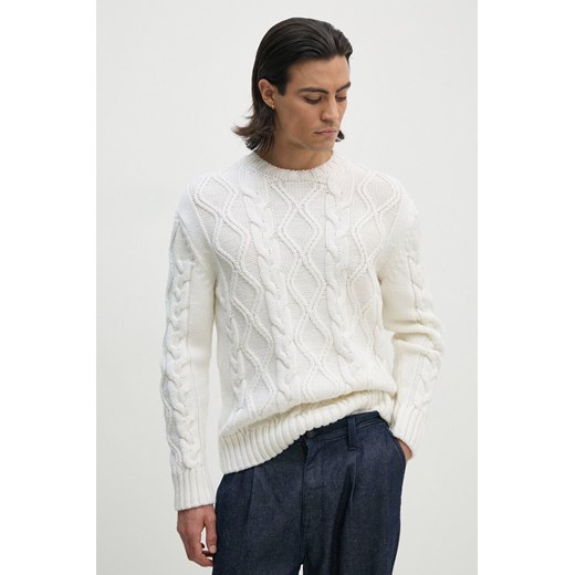 Paul&amp;Shark sweter wełniany męski kolor beżowy ciepły 14311084 ze sklepu ANSWEAR.com w kategorii Swetry męskie - zdjęcie 174130380