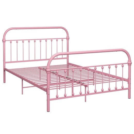 Różowe metalowe łóżko w stylu loft 180x200 cm - Etiosa ze sklepu Edinos.pl w kategorii Łóżka i materace - zdjęcie 174136782