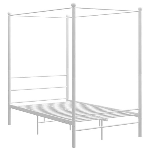 Białe podwójne łóżko z baldachimem 140x200 cm H7-R21 ze sklepu Edinos.pl w kategorii Łóżka i materace - zdjęcie 174136840