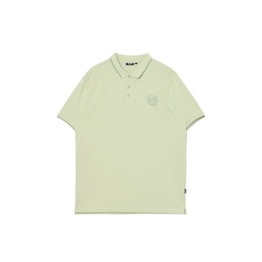 Cropp - Zielona koszulka polo z haftem - zielony ze sklepu Cropp w kategorii T-shirty męskie - zdjęcie 174137954