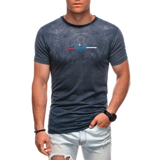 T-shirt męski z nadrukiem 2014S - granatowy ze sklepu Edoti w kategorii T-shirty męskie - zdjęcie 174140720