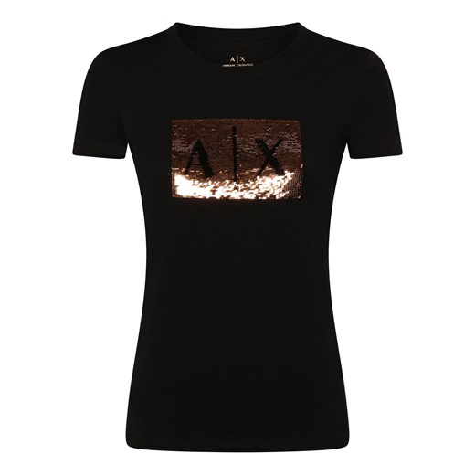 Armani Exchange Koszulka damska Kobiety Bawełna czarny jednolity ze sklepu vangraaf w kategorii Bluzki damskie - zdjęcie 174141161