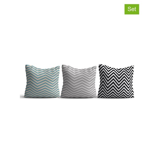 ABERTO DESIGN Poduszki (3 szt.) w kolorze miętowo-czarno-jasnoszarym - 43 x 43 cm ze sklepu Limango Polska w kategorii Poduszki dekoracyjne - zdjęcie 174142543