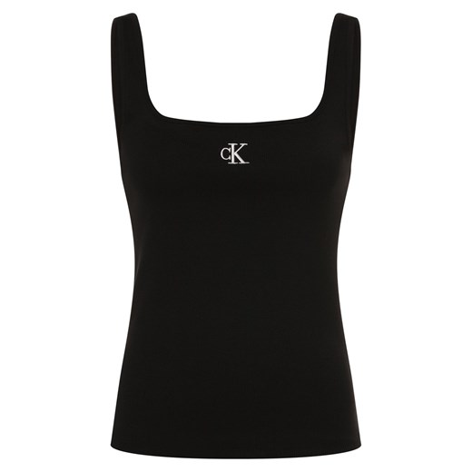Calvin Klein Jeans Top damski Kobiety Bawełna czarny jednolity ze sklepu vangraaf w kategorii Bluzki damskie - zdjęcie 174146721