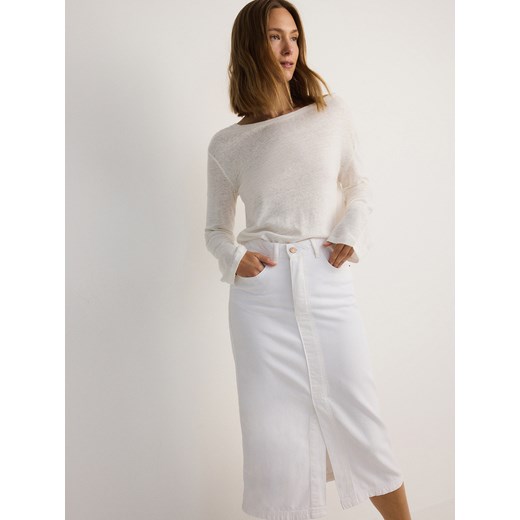 Reserved - Jeansowa spódnica midi - biały Reserved XL Reserved