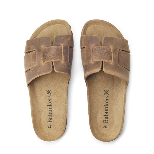 BABUNKERS Family Skórzane klapki w kolorze jasnobrązowym Babunkers Family 37 okazyjna cena Limango Polska