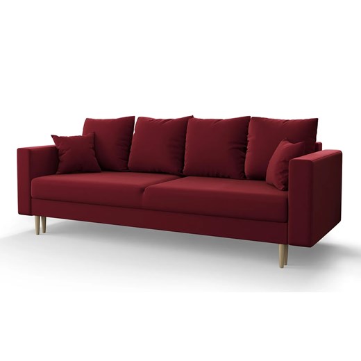 Bordowa welurowa sofa rozkładana - Adante ze sklepu Edinos.pl w kategorii Sofy i kanapy - zdjęcie 174154543