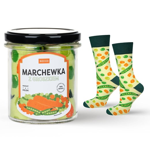 Skarpetki męskie kolorowe SOXO GOOD STUFF marchewka z groszkiem w słoiku śmieszne bawełniane ze sklepu Sklep SOXO w kategorii Skarpetki męskie - zdjęcie 174155110