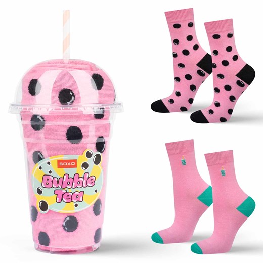 Skarpetki męskie damskie Soxo różowe Bubble Tea - 2 Pary ze sklepu Sklep SOXO w kategorii Skarpetki męskie - zdjęcie 174155212