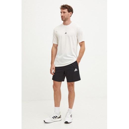 adidas Performance t-shirt treningowy Yoga kolor beżowy z aplikacją IX9054 ze sklepu ANSWEAR.com w kategorii T-shirty męskie - zdjęcie 174157504