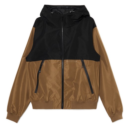 Cropp - Dwukolorowa lekka kurtka z kapturem - brązowy Cropp XXL Cropp