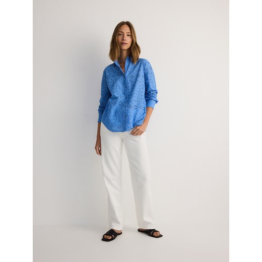 Reserved - Ażurowa koszula oversize - jasnoniebieski Reserved XS Reserved