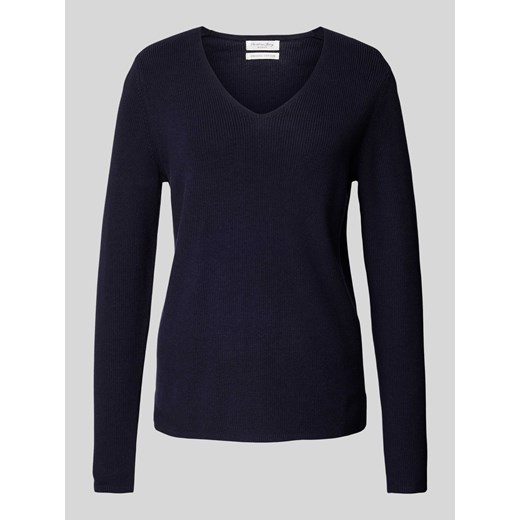 Sweter z dzianiny z zaokrąglonym dekoltem w serek ze sklepu Peek&Cloppenburg  w kategorii Swetry damskie - zdjęcie 174161624