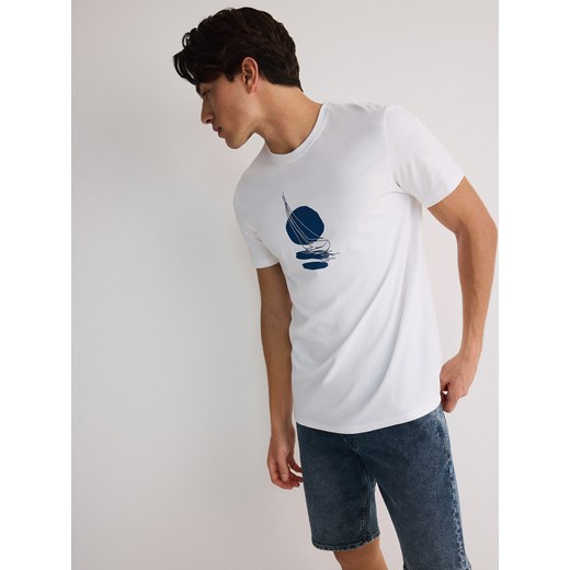 Reserved - T-shirt regular z nadrukiem - biały Reserved L Reserved