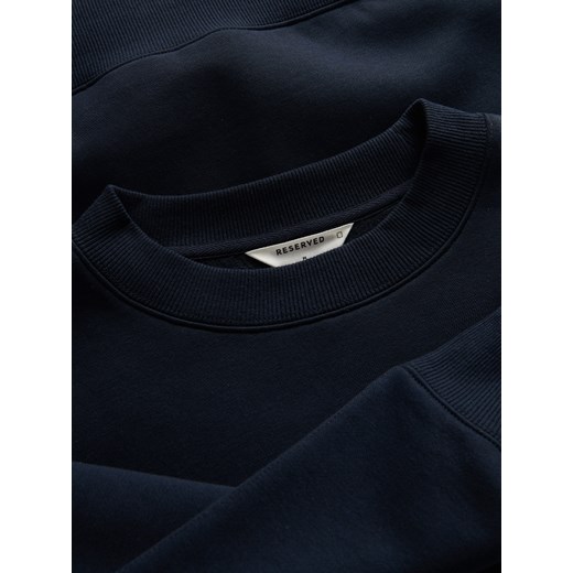 Reserved - Gładka bluza z bawełną - granatowy Reserved M Reserved