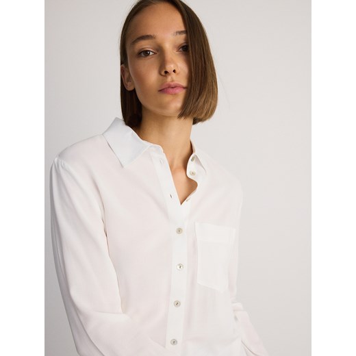 Reserved - Koszula regular z wiskozy - złamana biel Reserved XL Reserved