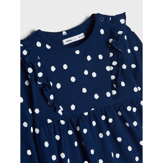 Sinsay - Sukienka z falbanami - granatowy Sinsay 80 Sinsay