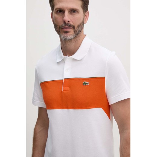 Lacoste polo bawełniane kolor biały wzorzysty PH2847 ze sklepu ANSWEAR.com w kategorii T-shirty męskie - zdjęcie 174166113