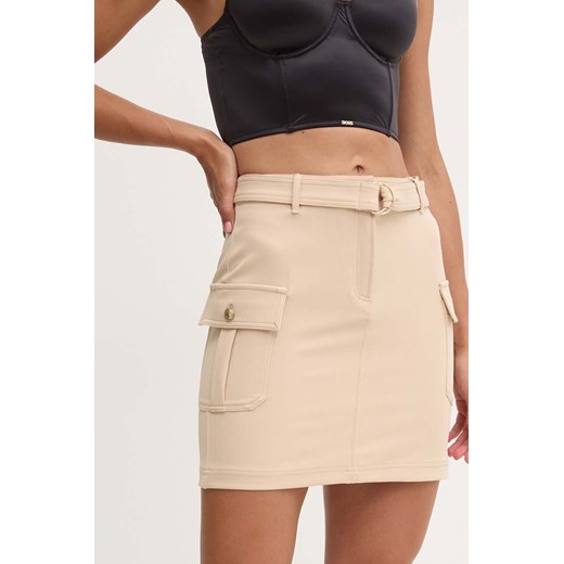 Guess spódnica FIONA kolor beżowy mini prosta W4YD72 WFWX2 ze sklepu ANSWEAR.com w kategorii Spódnice - zdjęcie 174166180