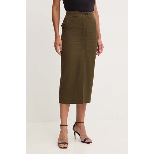 Pinko spódnica kolor zielony midi prosta 104190 A18E ze sklepu ANSWEAR.com w kategorii Spódnice - zdjęcie 174166184