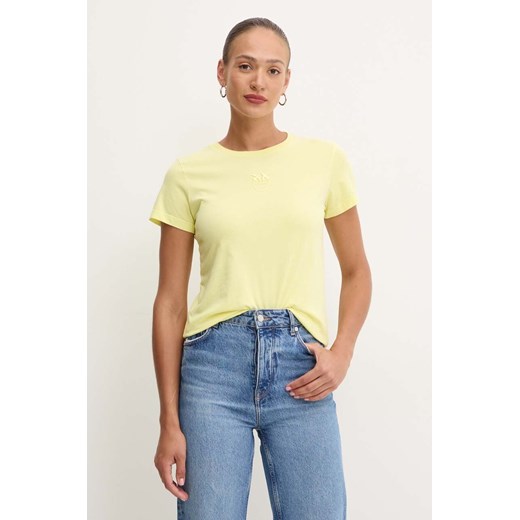 Pinko t-shirt bawełniany damski kolor żółty 100355 A227 ze sklepu ANSWEAR.com w kategorii Bluzki damskie - zdjęcie 174166334