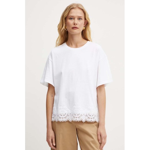 Twinset t-shirt bawełniany damski kolor biały 242TP2510 ze sklepu ANSWEAR.com w kategorii Bluzki damskie - zdjęcie 174166404