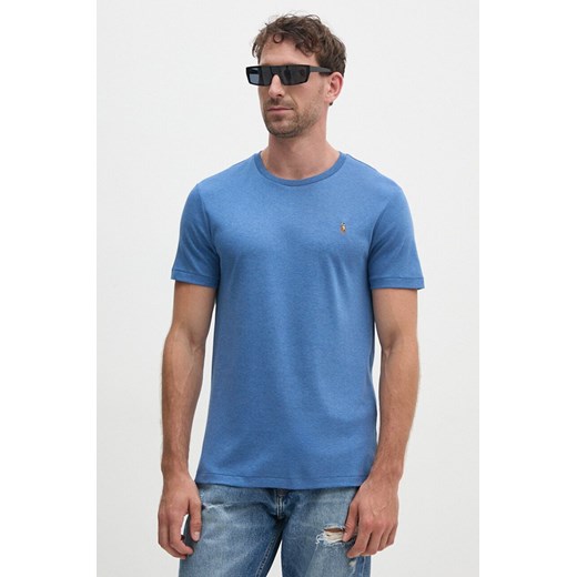 Polo Ralph Lauren t-shirt bawełniany męski kolor niebieski gładki 710740727 ze sklepu ANSWEAR.com w kategorii T-shirty męskie - zdjęcie 174166452