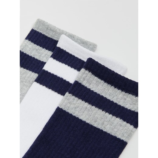 Cropp - 3 pack skarpet w paski - granatowy Cropp 39-42 Cropp