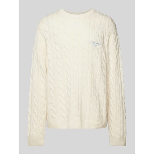 Sweter z dzianiny z wyhaftowanym logo ze sklepu Peek&Cloppenburg  w kategorii Swetry męskie - zdjęcie 174168904